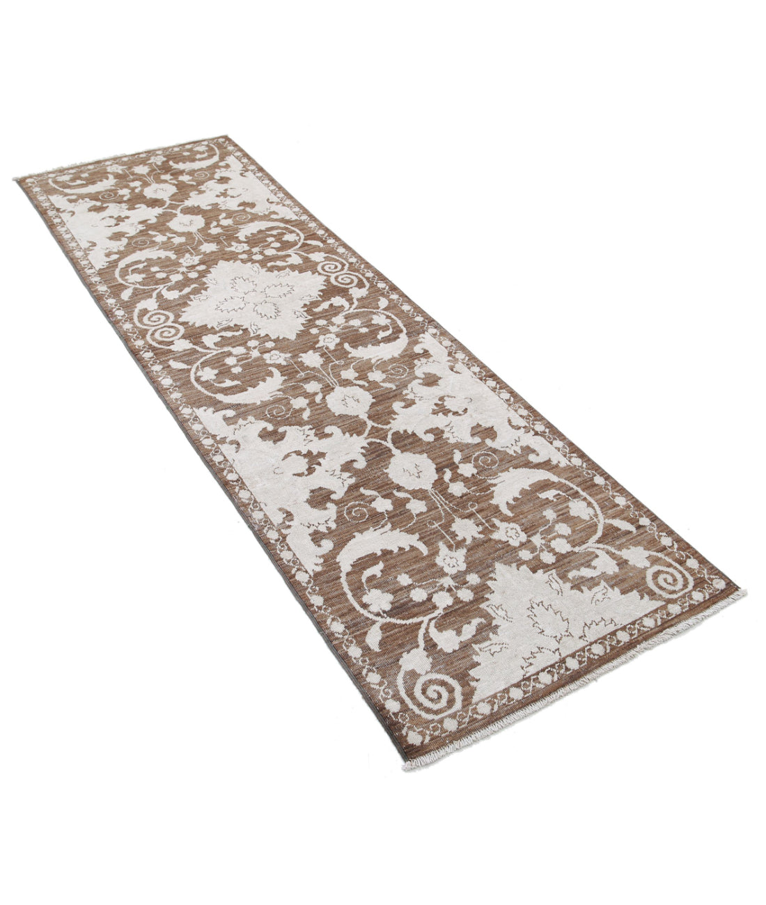 Ziegler 2'5'' X 7'10'' Hand-Knotted Wool Rug 2'5'' x 7'10'' (73 X 235) / Brown / Ivory