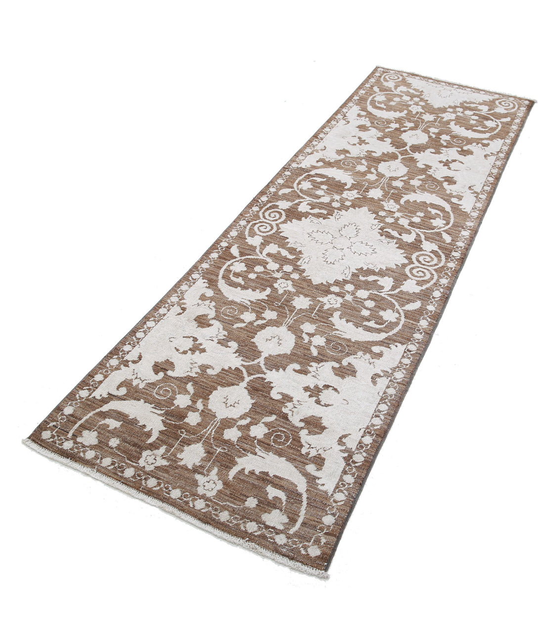 Ziegler 2'5'' X 7'10'' Hand-Knotted Wool Rug 2'5'' x 7'10'' (73 X 235) / Brown / Ivory