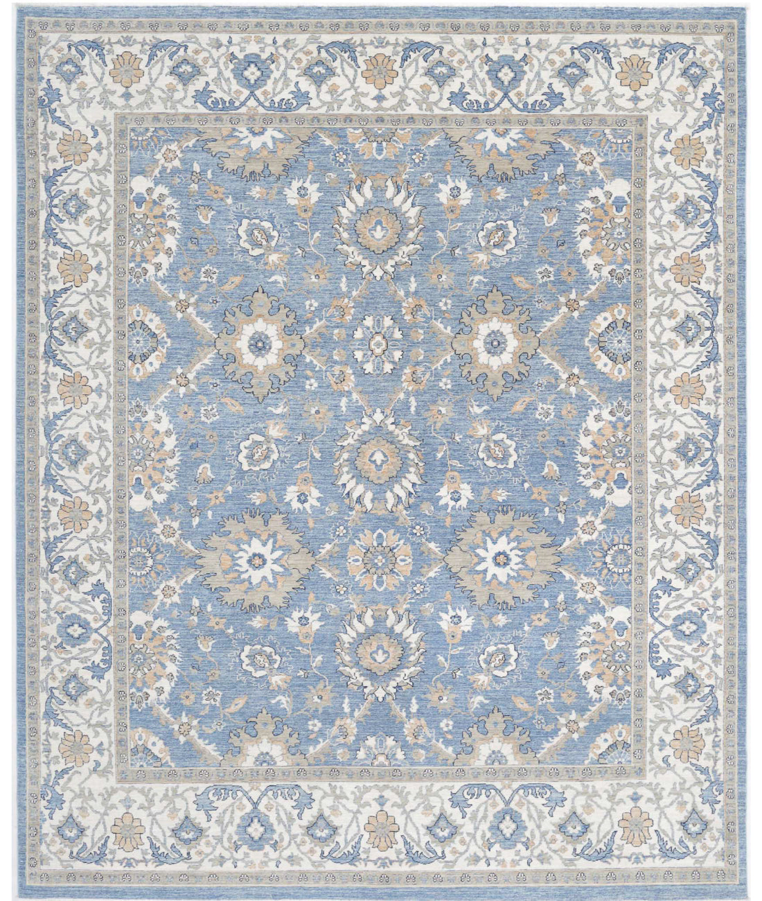 Ziegler 8'2'' X 9'10'' Hand-Knotted Wool Rug 8'2'' x 9'10'' (245 X 295) / Blue / Ivory