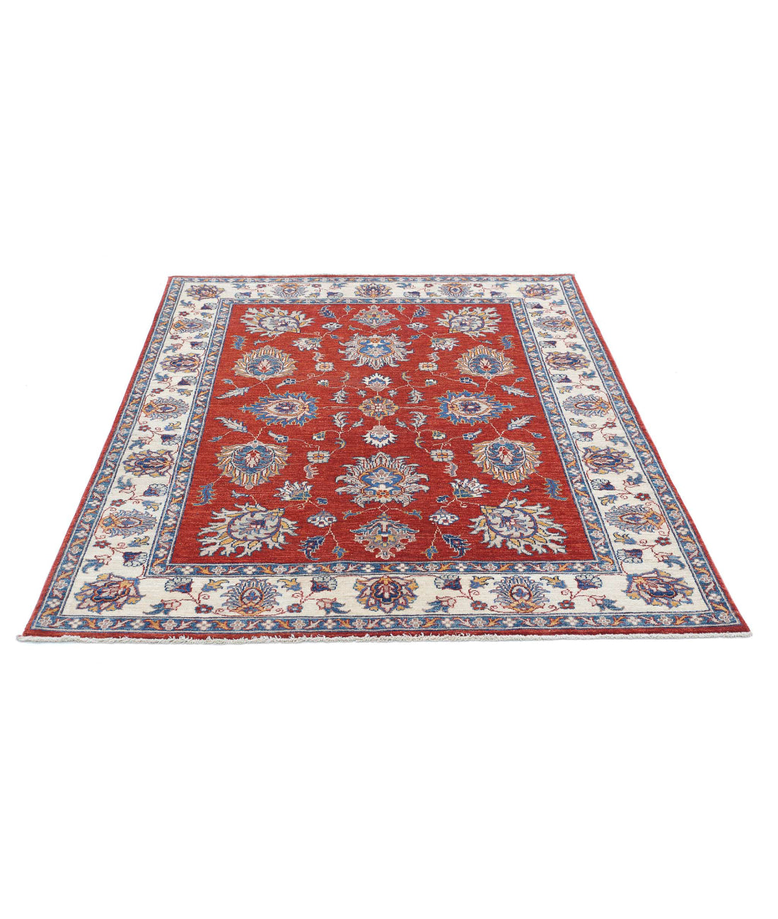 Ziegler 4'10'' X 6'2'' Hand-Knotted Wool Rug 4'10'' x 6'2'' (145 X 185) / Red / Ivory