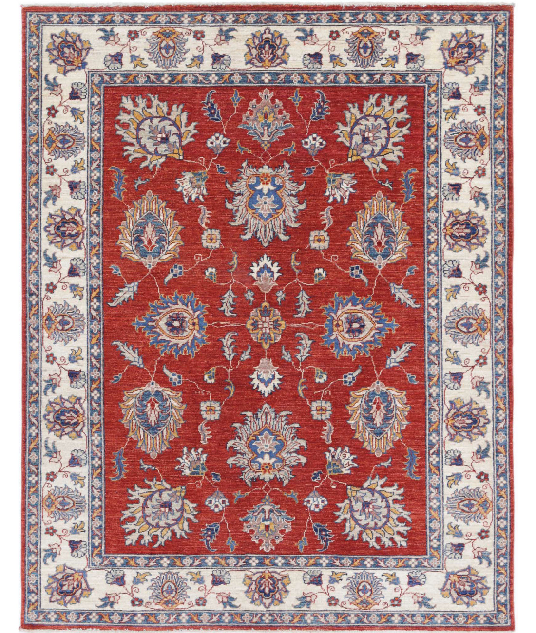 Ziegler 4'10'' X 6'2'' Hand-Knotted Wool Rug 4'10'' x 6'2'' (145 X 185) / Red / Ivory