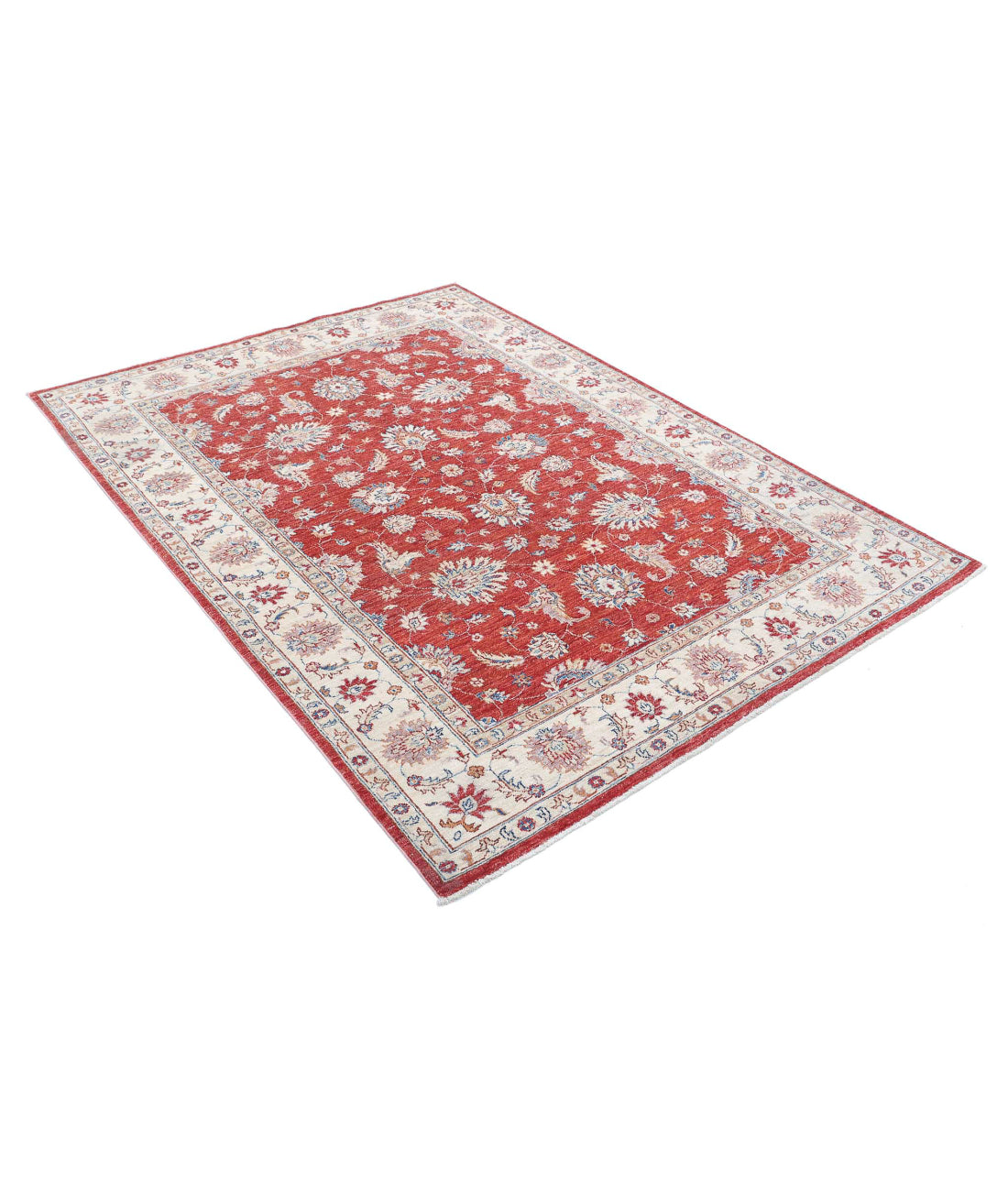 Ziegler 5'0'' X 6'9'' Hand-Knotted Wool Rug 5'0'' x 6'9'' (150 X 203) / Red / Ivory