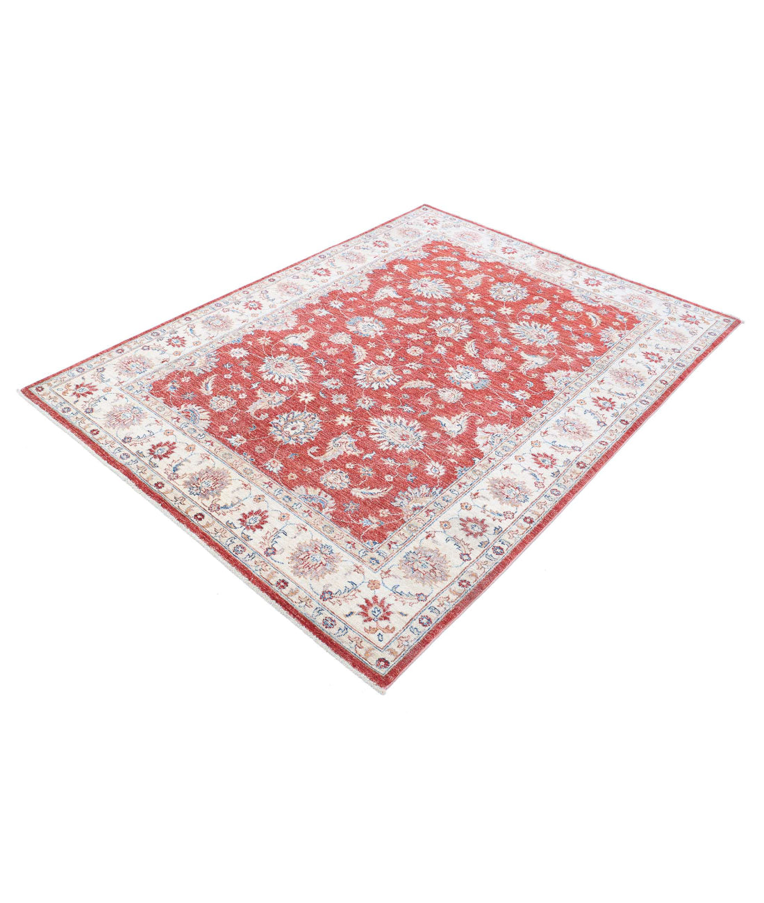 Ziegler 5'0'' X 6'9'' Hand-Knotted Wool Rug 5'0'' x 6'9'' (150 X 203) / Red / Ivory