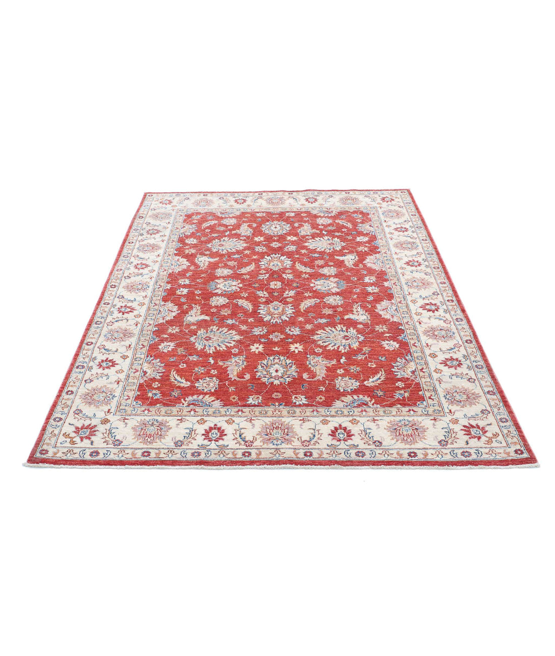 Ziegler 5'0'' X 6'9'' Hand-Knotted Wool Rug 5'0'' x 6'9'' (150 X 203) / Red / Ivory