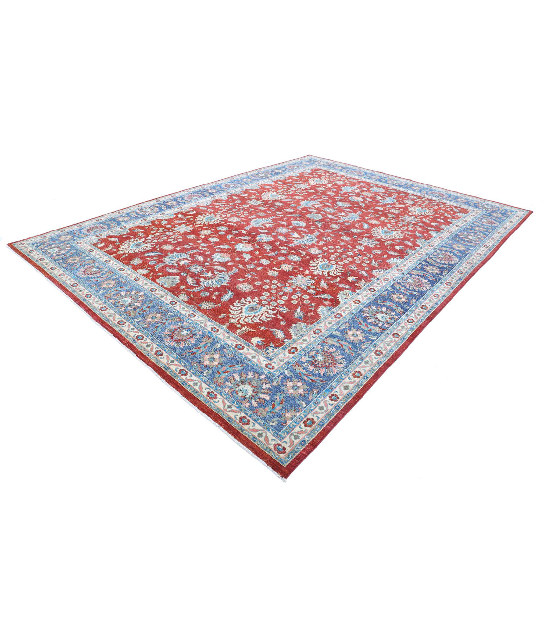 Ziegler 9'9'' X 13'2'' Hand-Knotted Wool Rug 9'9'' x 13'2'' (293 X 395) / Red / Blue