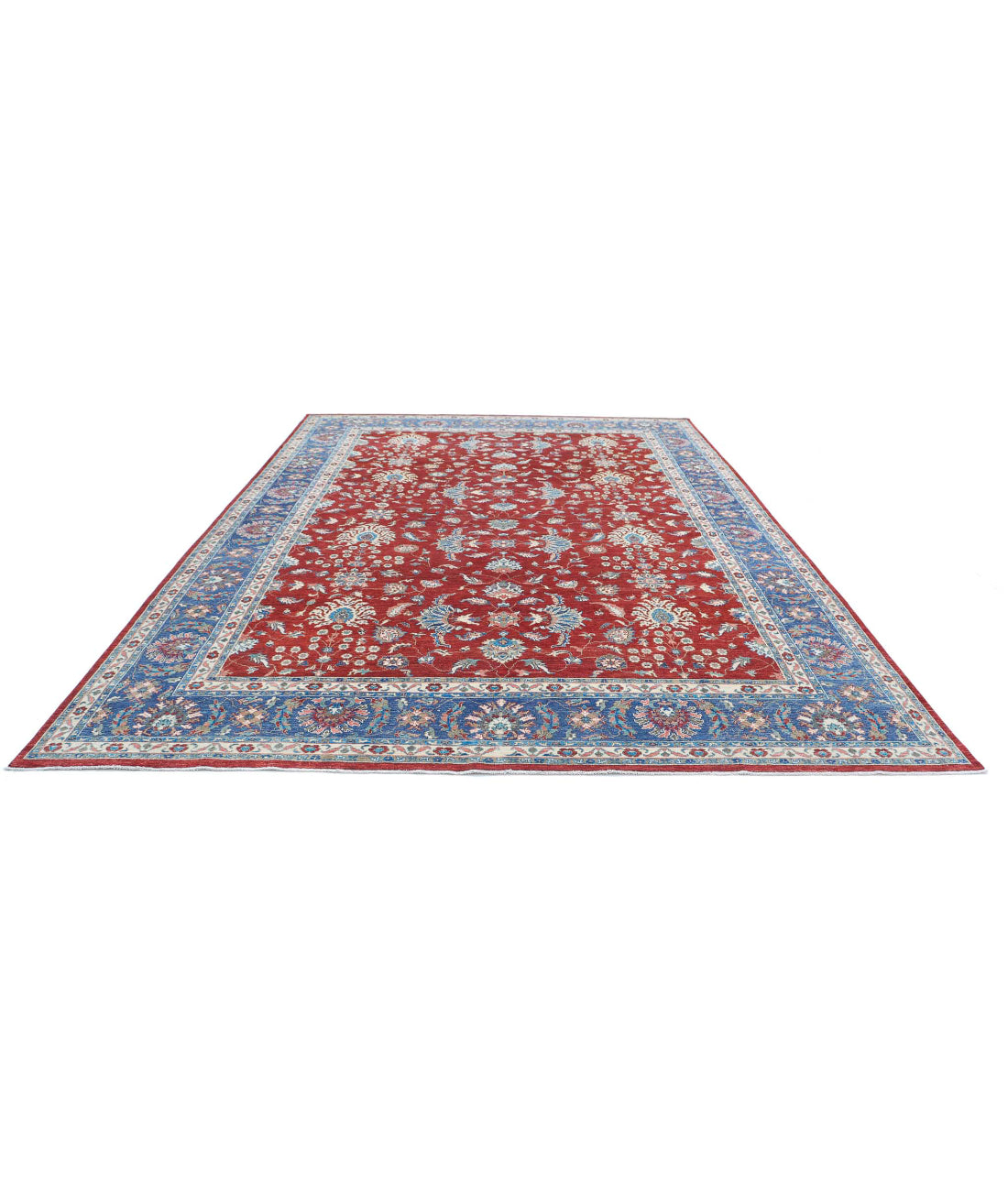 Ziegler 9'9'' X 13'2'' Hand-Knotted Wool Rug 9'9'' x 13'2'' (293 X 395) / Red / Blue