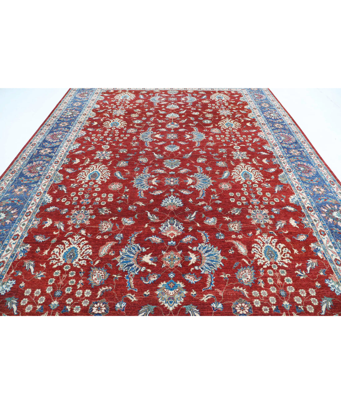 Ziegler 9'9'' X 13'2'' Hand-Knotted Wool Rug 9'9'' x 13'2'' (293 X 395) / Red / Blue