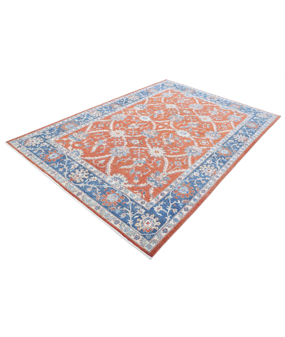 Ziegler 6'6'' X 9'5'' Hand-Knotted Wool Rug 6'6'' x 9'5'' (195 X 283) / Rust / Blue