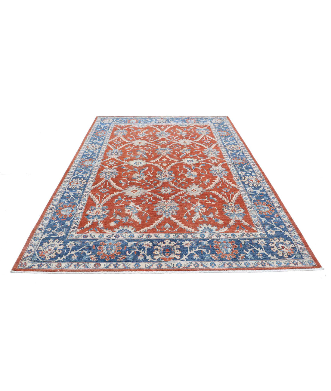 Ziegler 6'6'' X 9'5'' Hand-Knotted Wool Rug 6'6'' x 9'5'' (195 X 283) / Rust / Blue