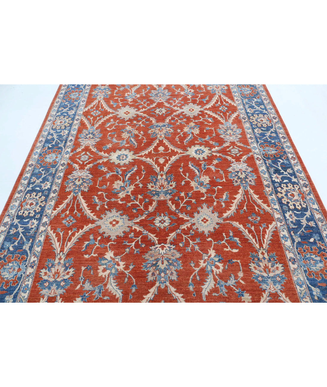 Ziegler 6'6'' X 9'5'' Hand-Knotted Wool Rug 6'6'' x 9'5'' (195 X 283) / Rust / Blue