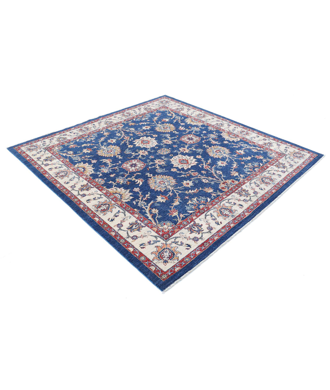 Ziegler 6'7'' X 6'7'' Hand-Knotted Wool Rug 6'7'' x 6'7'' (198 X 198) / Blue / Ivory