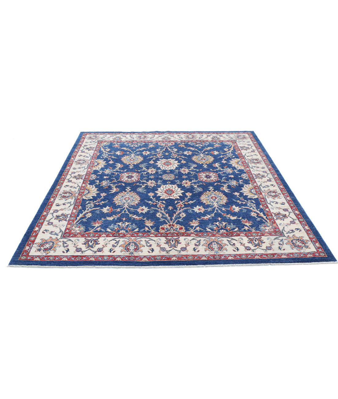 Ziegler 6'7'' X 6'7'' Hand-Knotted Wool Rug 6'7'' x 6'7'' (198 X 198) / Blue / Ivory