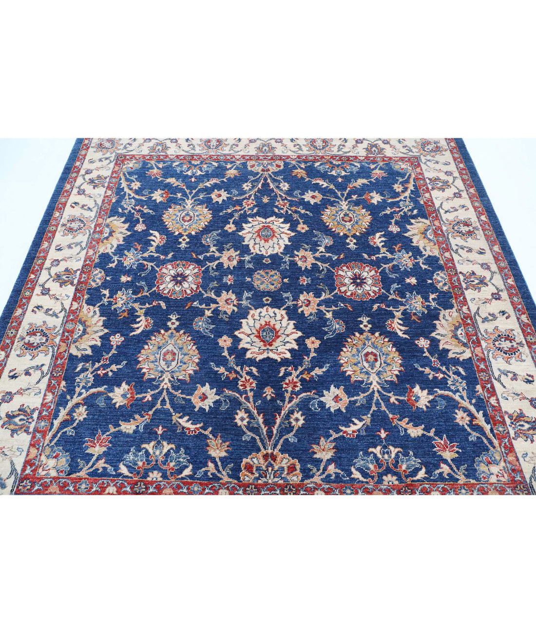 Ziegler 6'7'' X 6'7'' Hand-Knotted Wool Rug 6'7'' x 6'7'' (198 X 198) / Blue / Ivory