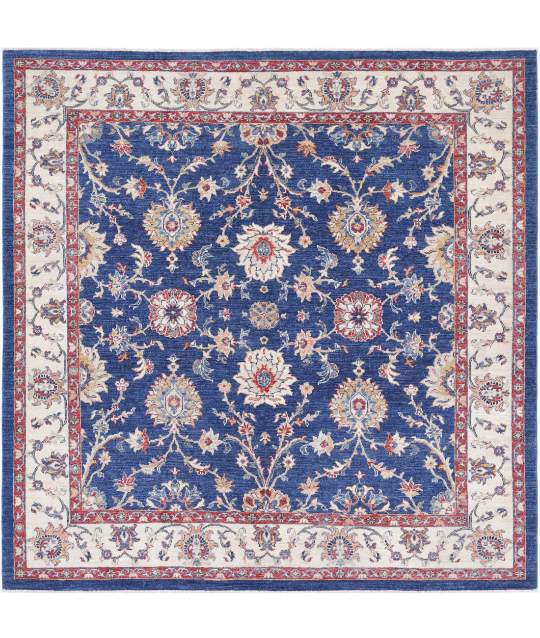 Ziegler 6'7'' X 6'7'' Hand-Knotted Wool Rug 6'7'' x 6'7'' (198 X 198) / Blue / Ivory