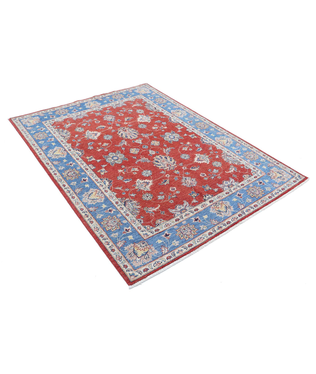 Ziegler 4'10'' X 6'5'' Hand-Knotted Wool Rug 4'10'' x 6'5'' (145 X 193) / Red / Blue