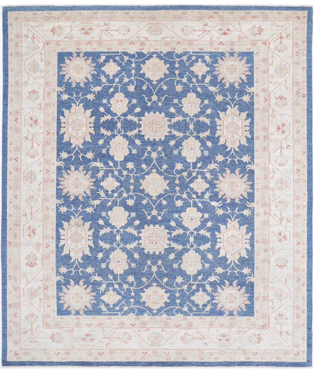 Ziegler 8'2'' X 9'8'' Hand-Knotted Wool Rug 8'2'' x 9'8'' (245 X 290) / Blue / Ivory