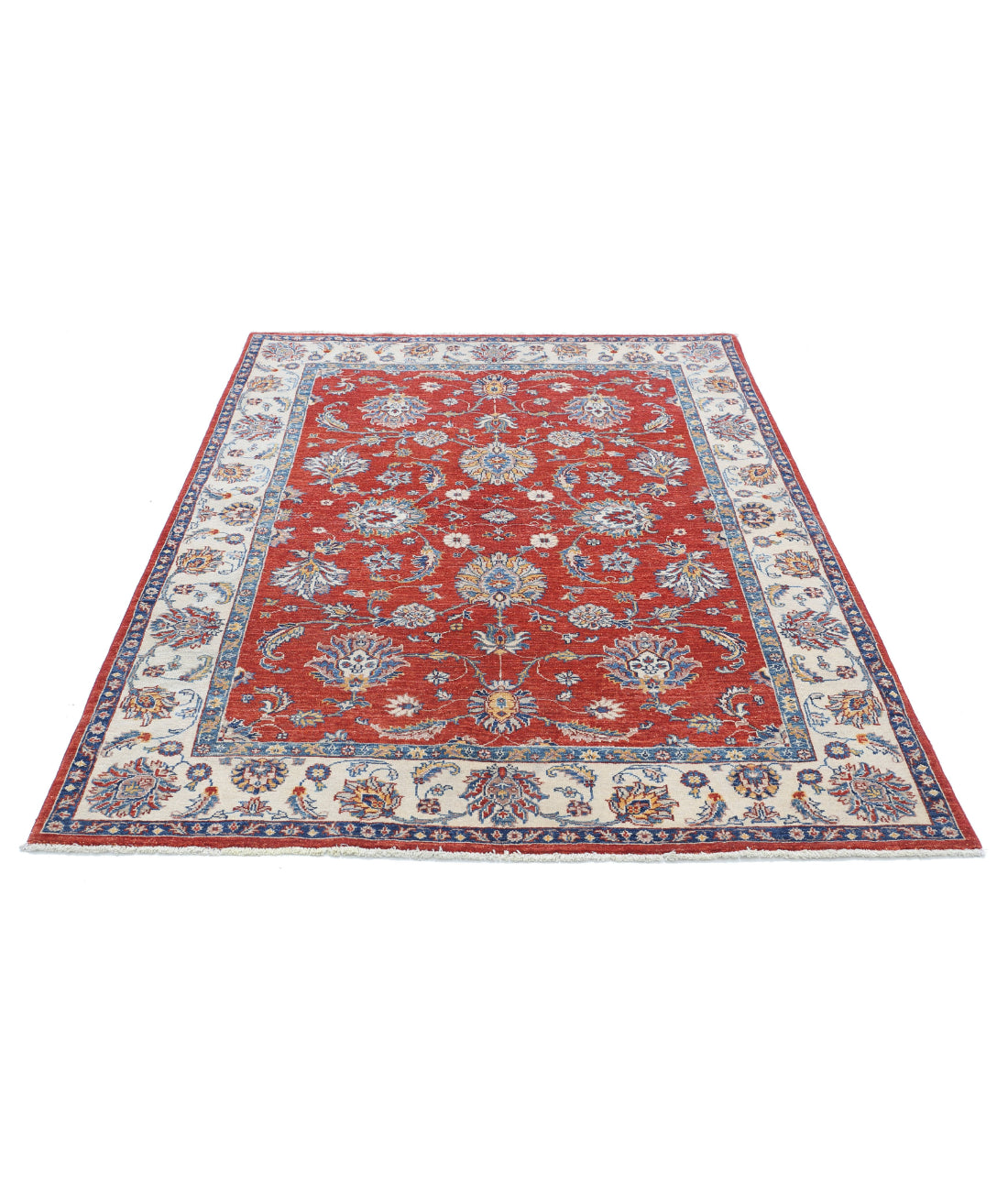 Ziegler 4'8'' X 6'3'' Hand-Knotted Wool Rug 4'8'' x 6'3'' (140 X 188) / Red / Blue