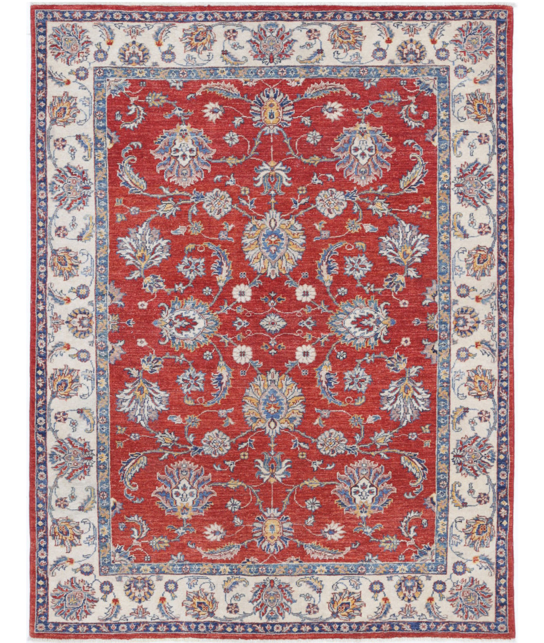 Ziegler 4'8'' X 6'3'' Hand-Knotted Wool Rug 4'8'' x 6'3'' (140 X 188) / Red / Blue