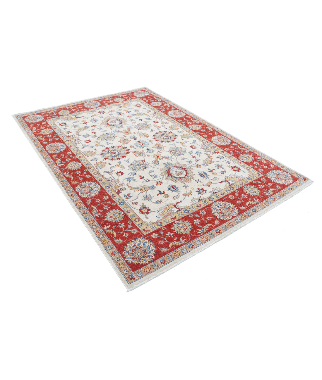 Ziegler 5'6'' X 7'9'' Hand-Knotted Wool Rug 5'6'' x 7'9'' (165 X 233) / Ivory / Red