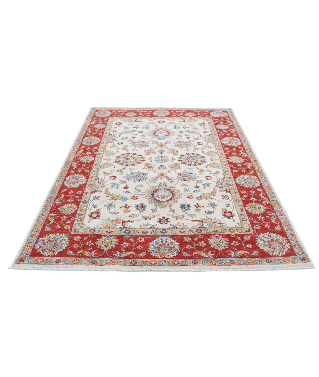 Ziegler 5'6'' X 7'9'' Hand-Knotted Wool Rug 5'6'' x 7'9'' (165 X 233) / Ivory / Red