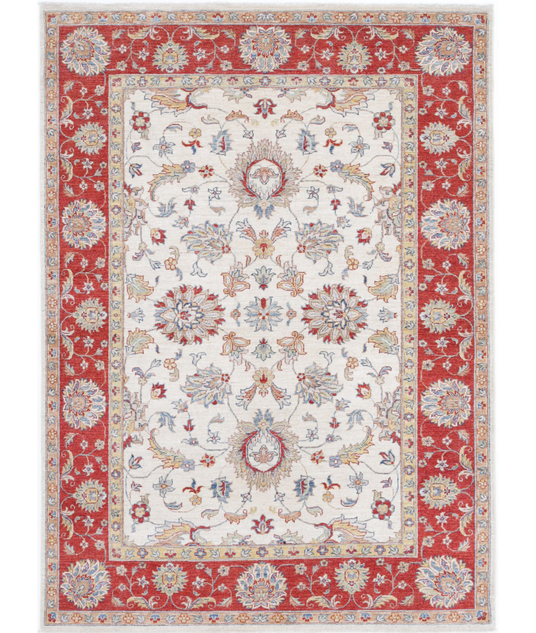 Ziegler 5'6'' X 7'9'' Hand-Knotted Wool Rug 5'6'' x 7'9'' (165 X 233) / Ivory / Red