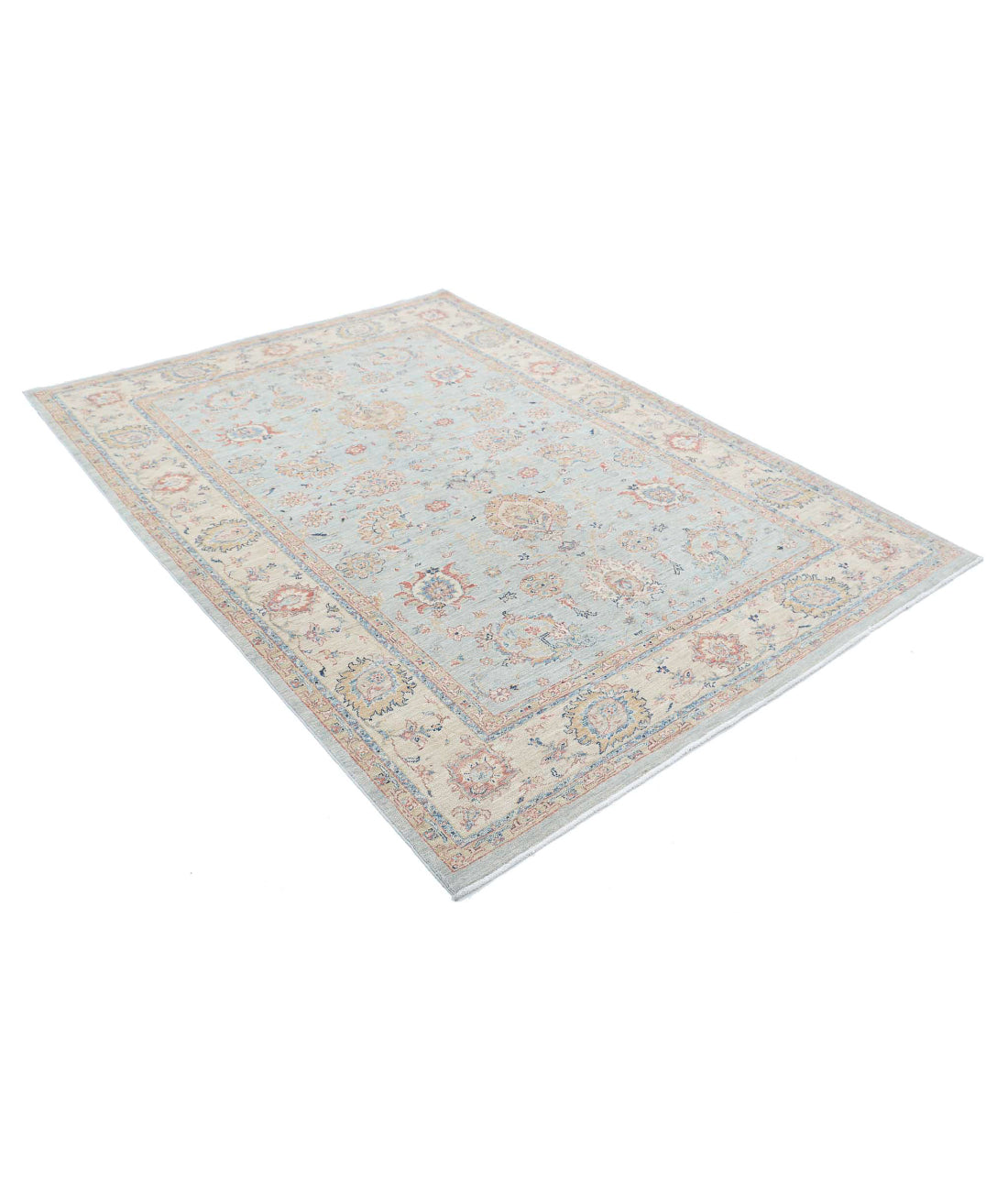 Ziegler 5'7'' X 7'9'' Hand-Knotted Wool Rug 5'7'' x 7'9'' (168 X 233) / Blue / Ivory