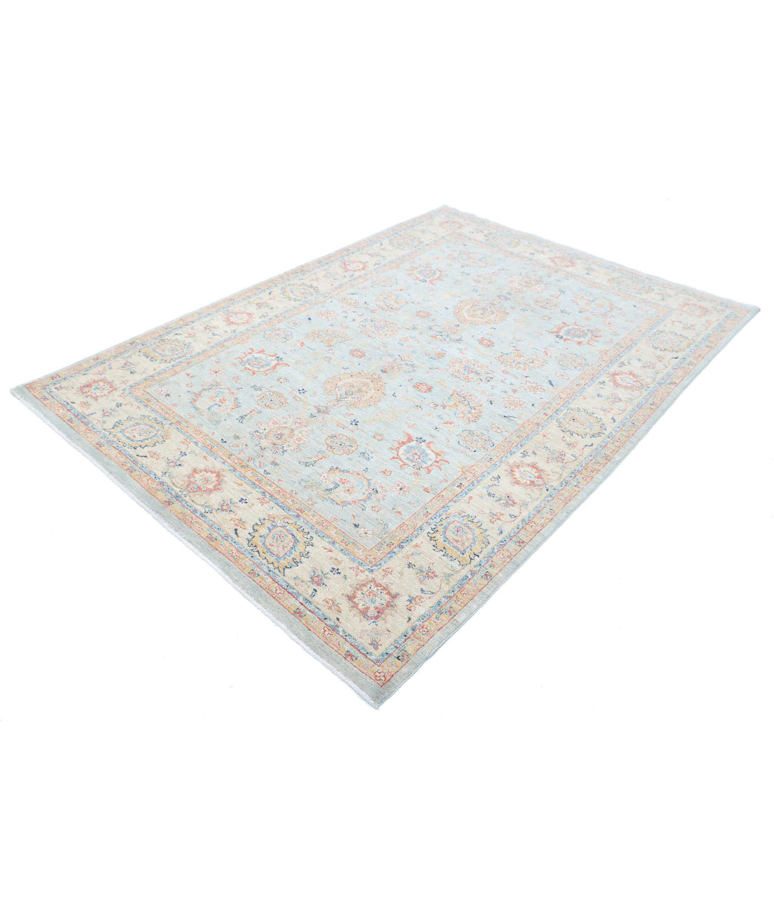 Ziegler 5'7'' X 7'9'' Hand-Knotted Wool Rug 5'7'' x 7'9'' (168 X 233) / Blue / Ivory