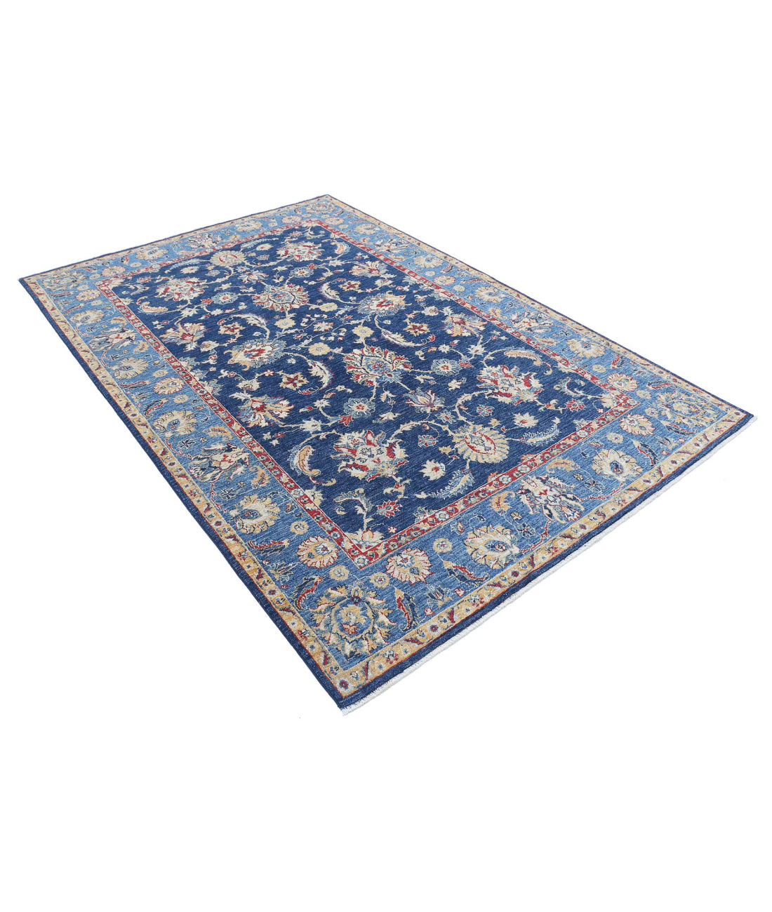 Ziegler 5'6'' X 8'0'' Hand-Knotted Wool Rug 5'6'' x 8'0'' (165 X 240) / Blue / Red