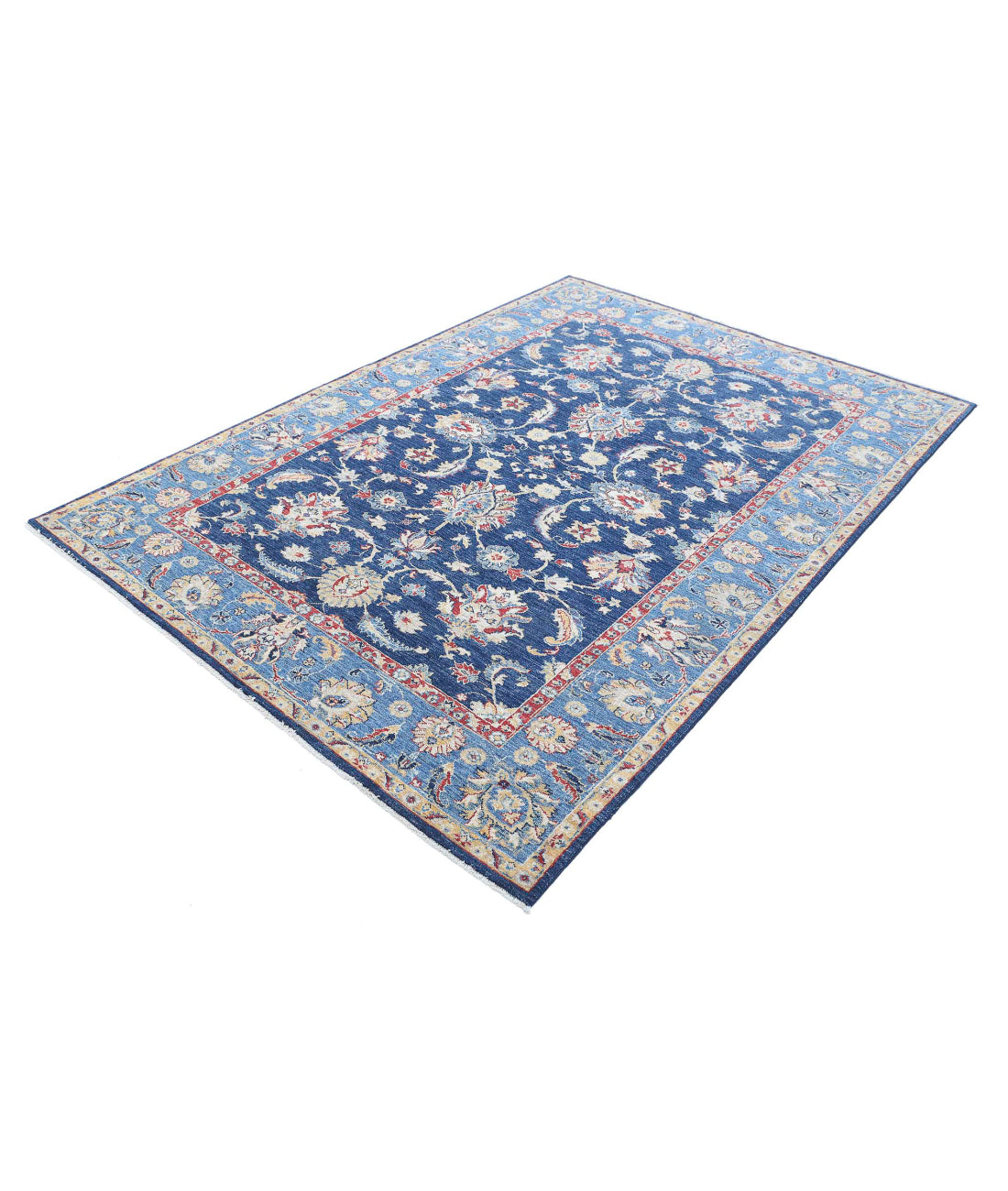 Ziegler 5'6'' X 8'0'' Hand-Knotted Wool Rug 5'6'' x 8'0'' (165 X 240) / Blue / Red