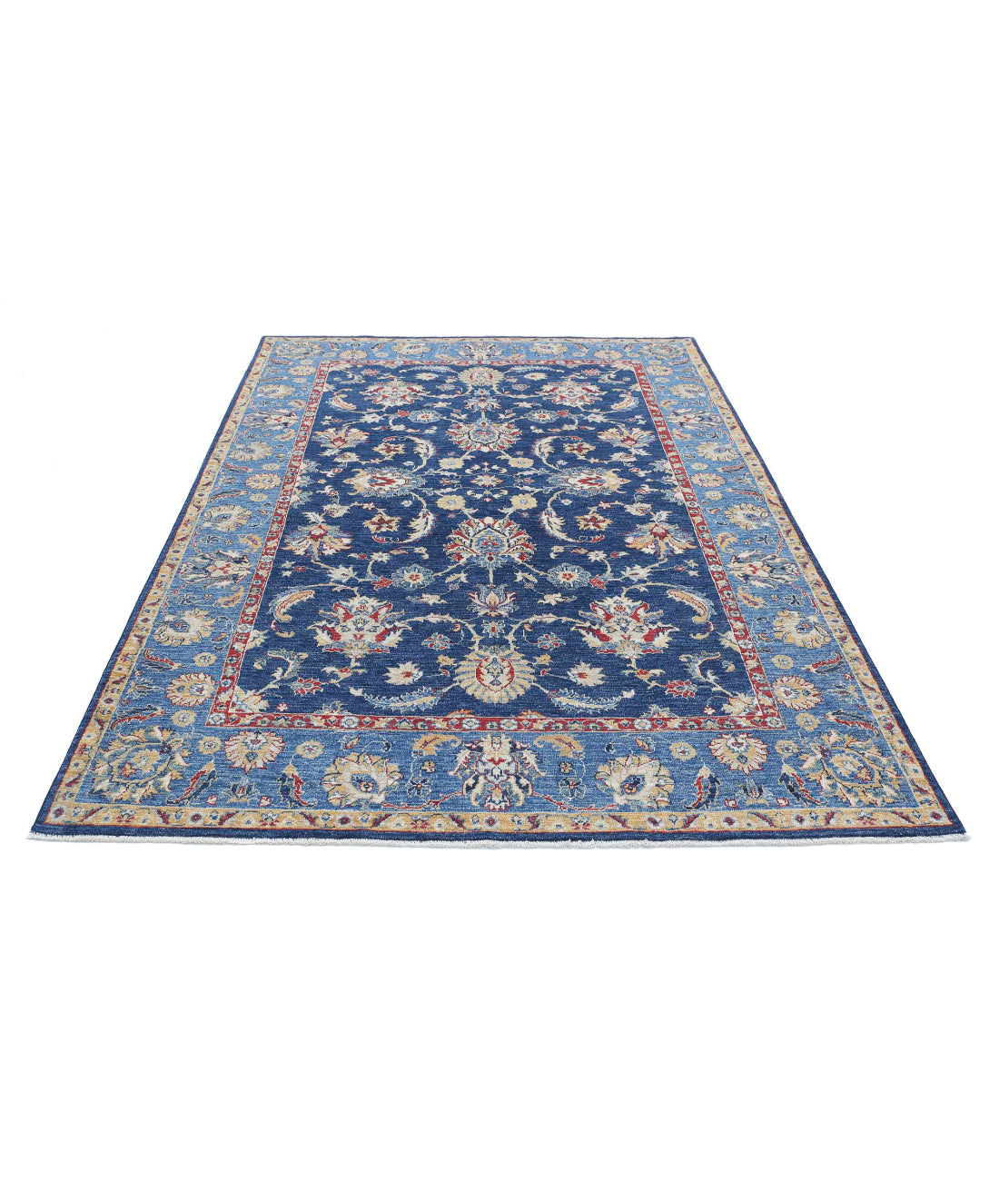 Ziegler 5'6'' X 8'0'' Hand-Knotted Wool Rug 5'6'' x 8'0'' (165 X 240) / Blue / Red