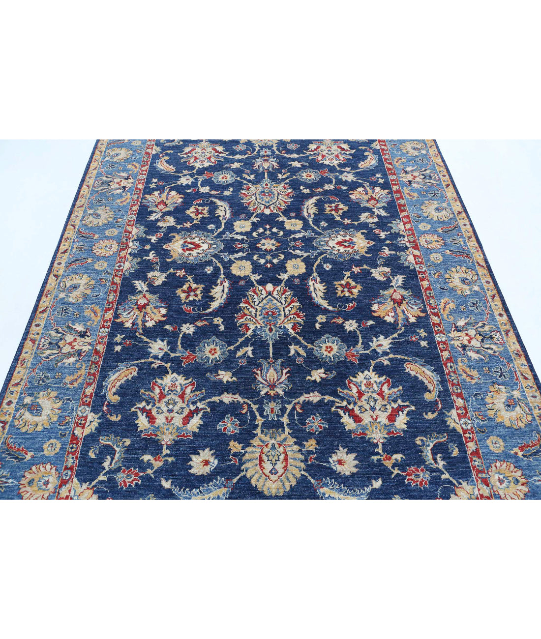 Ziegler 5'6'' X 8'0'' Hand-Knotted Wool Rug 5'6'' x 8'0'' (165 X 240) / Blue / Red