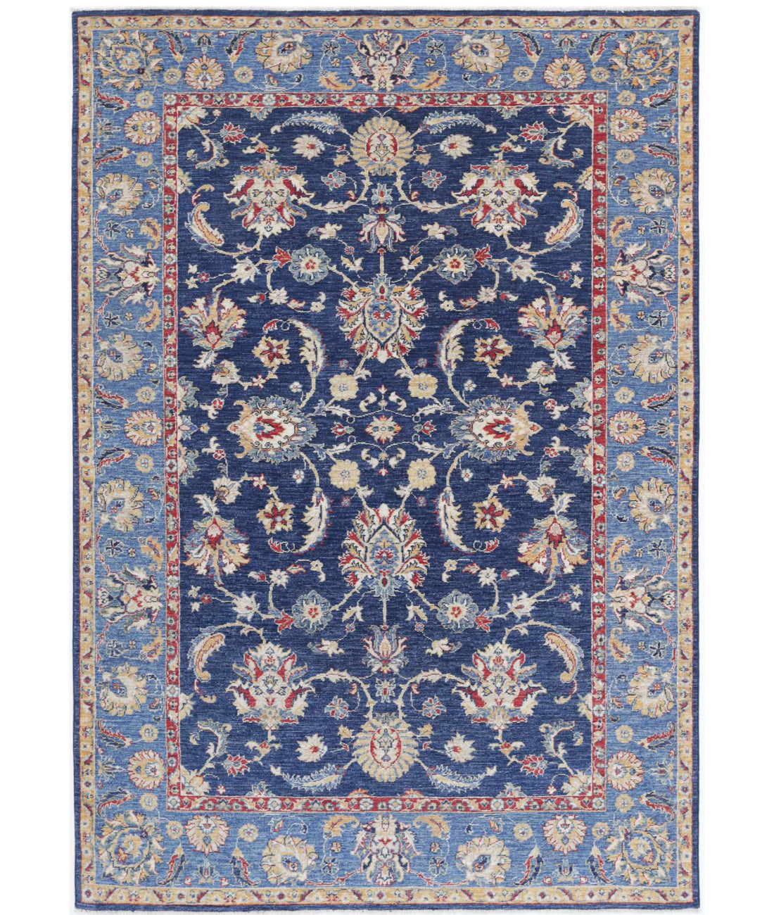 Ziegler 5'6'' X 8'0'' Hand-Knotted Wool Rug 5'6'' x 8'0'' (165 X 240) / Blue / Red