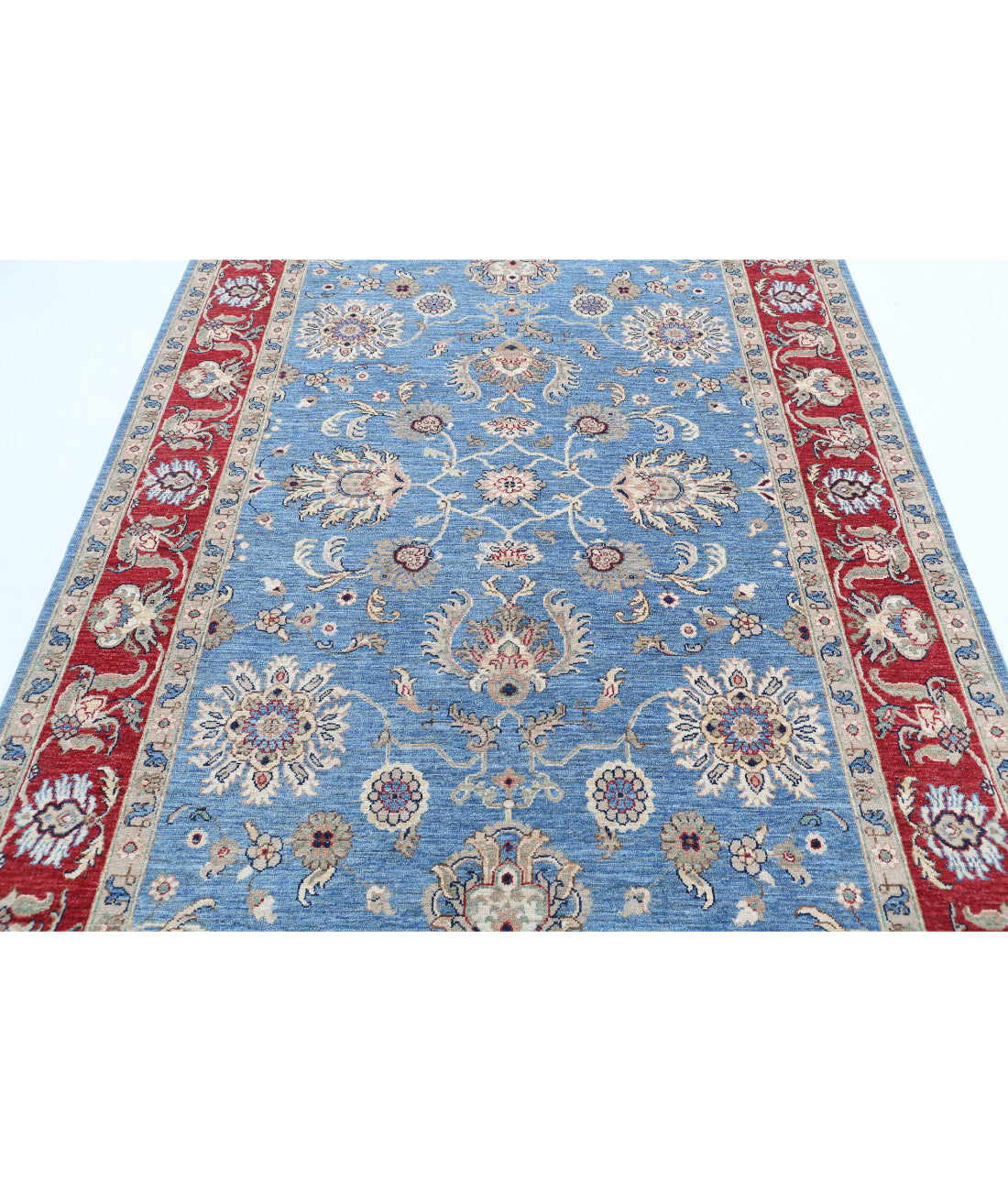 Ziegler 5'7'' X 7'9'' Hand-Knotted Wool Rug 5'7'' x 7'9'' (168 X 233) / Blue / Red