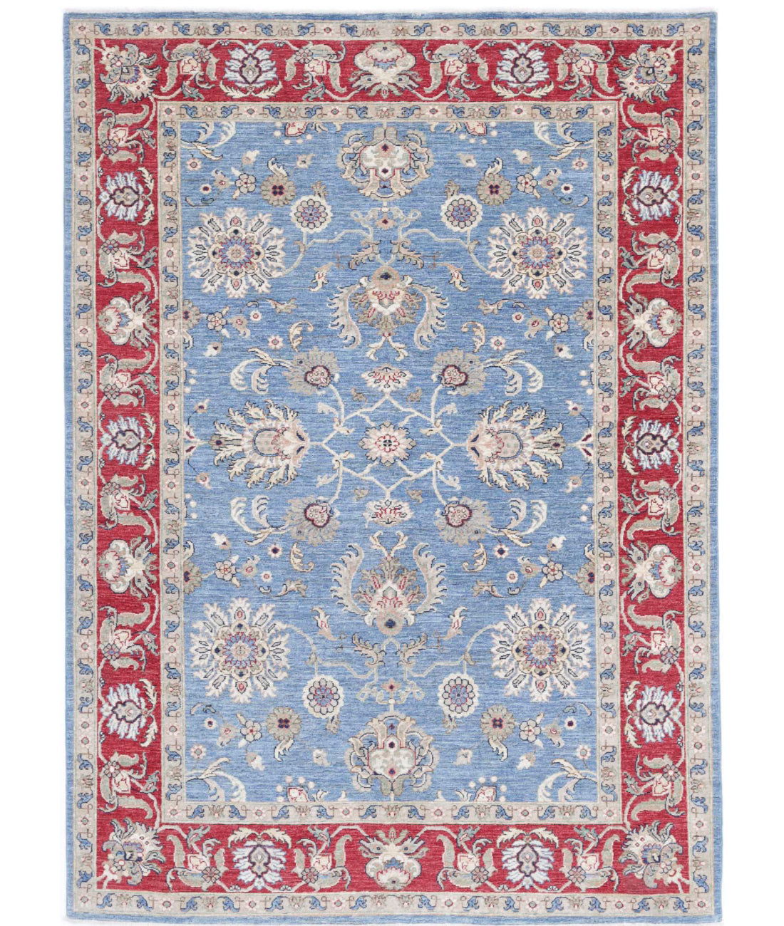 Ziegler 5'7'' X 7'9'' Hand-Knotted Wool Rug 5'7'' x 7'9'' (168 X 233) / Blue / Red