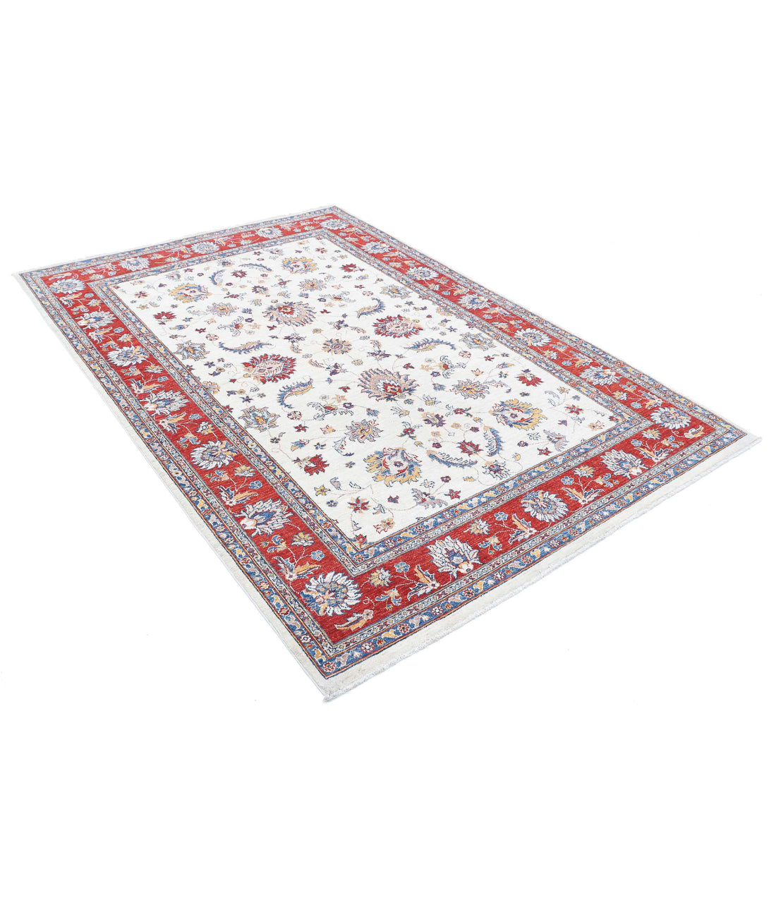 Ziegler 5'8'' X 8'2'' Hand-Knotted Wool Rug 5'8'' x 8'2'' (170 X 245) / Ivory / Red