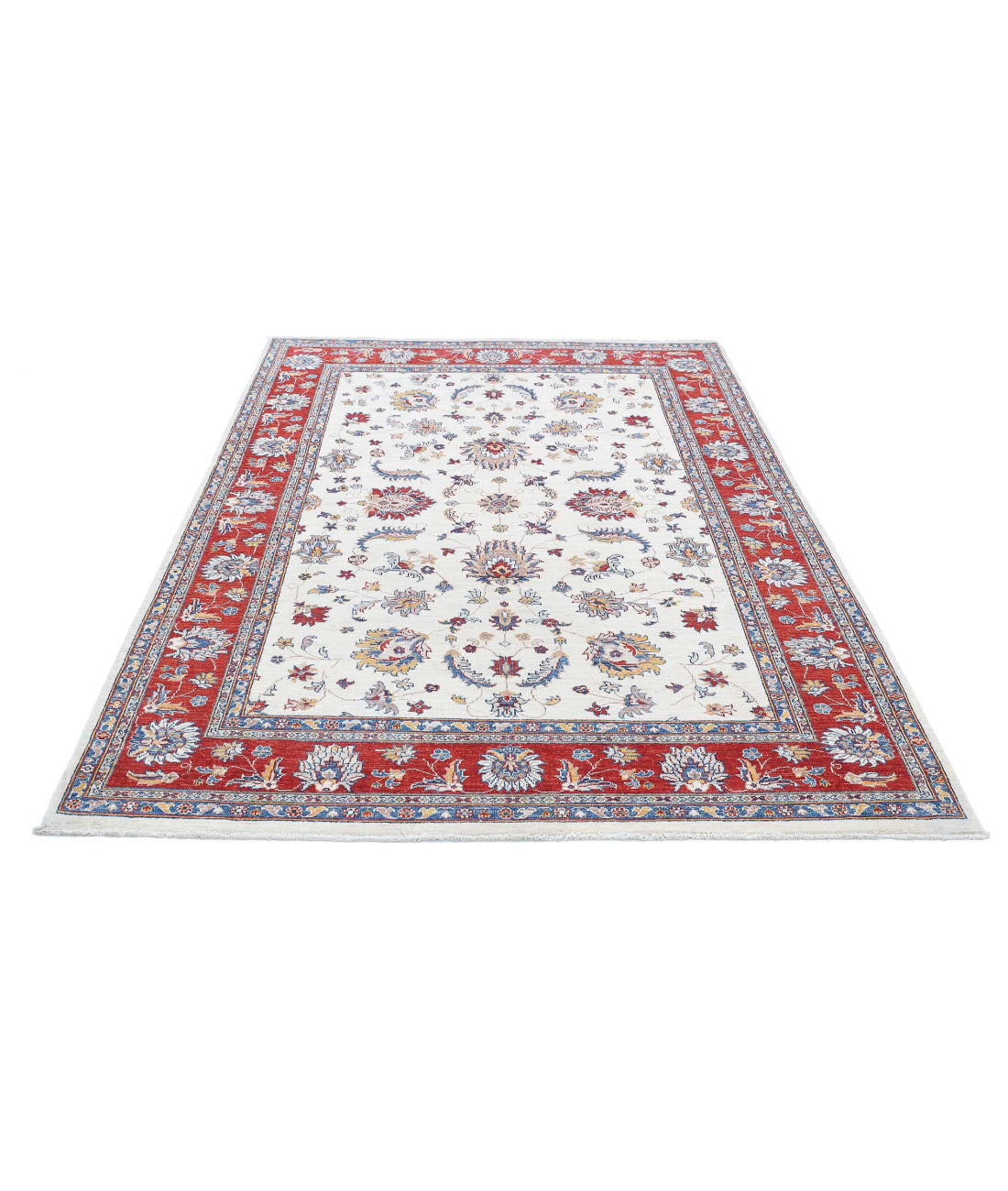 Ziegler 5'8'' X 8'2'' Hand-Knotted Wool Rug 5'8'' x 8'2'' (170 X 245) / Ivory / Red