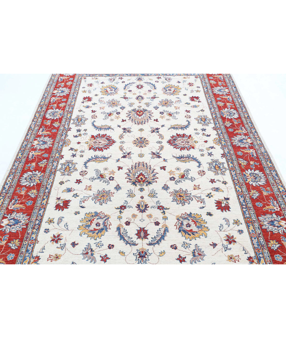 Ziegler 5'8'' X 8'2'' Hand-Knotted Wool Rug 5'8'' x 8'2'' (170 X 245) / Ivory / Red