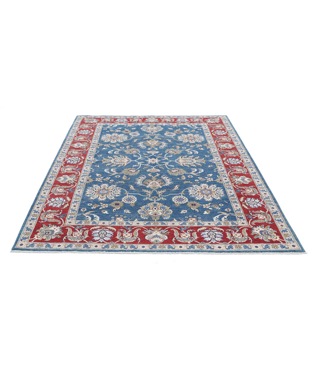 Ziegler 5'6'' X 8'2'' Hand-Knotted Wool Rug 5'6'' x 8'2'' (165 X 245) / Red / Blue