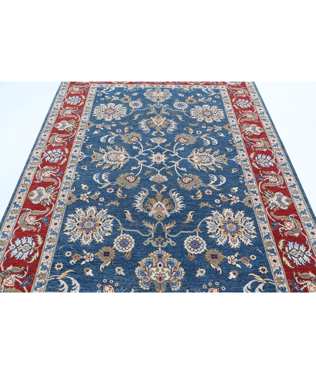 Ziegler 5'6'' X 8'2'' Hand-Knotted Wool Rug 5'6'' x 8'2'' (165 X 245) / Red / Blue