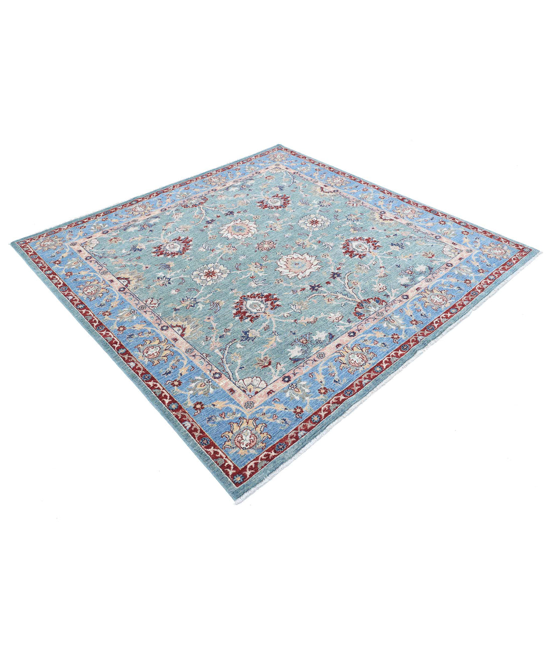 Ziegler 6'4'' X 6'3'' Hand-Knotted Wool Rug 6'4'' x 6'3'' (190 X 188) / Green / Blue