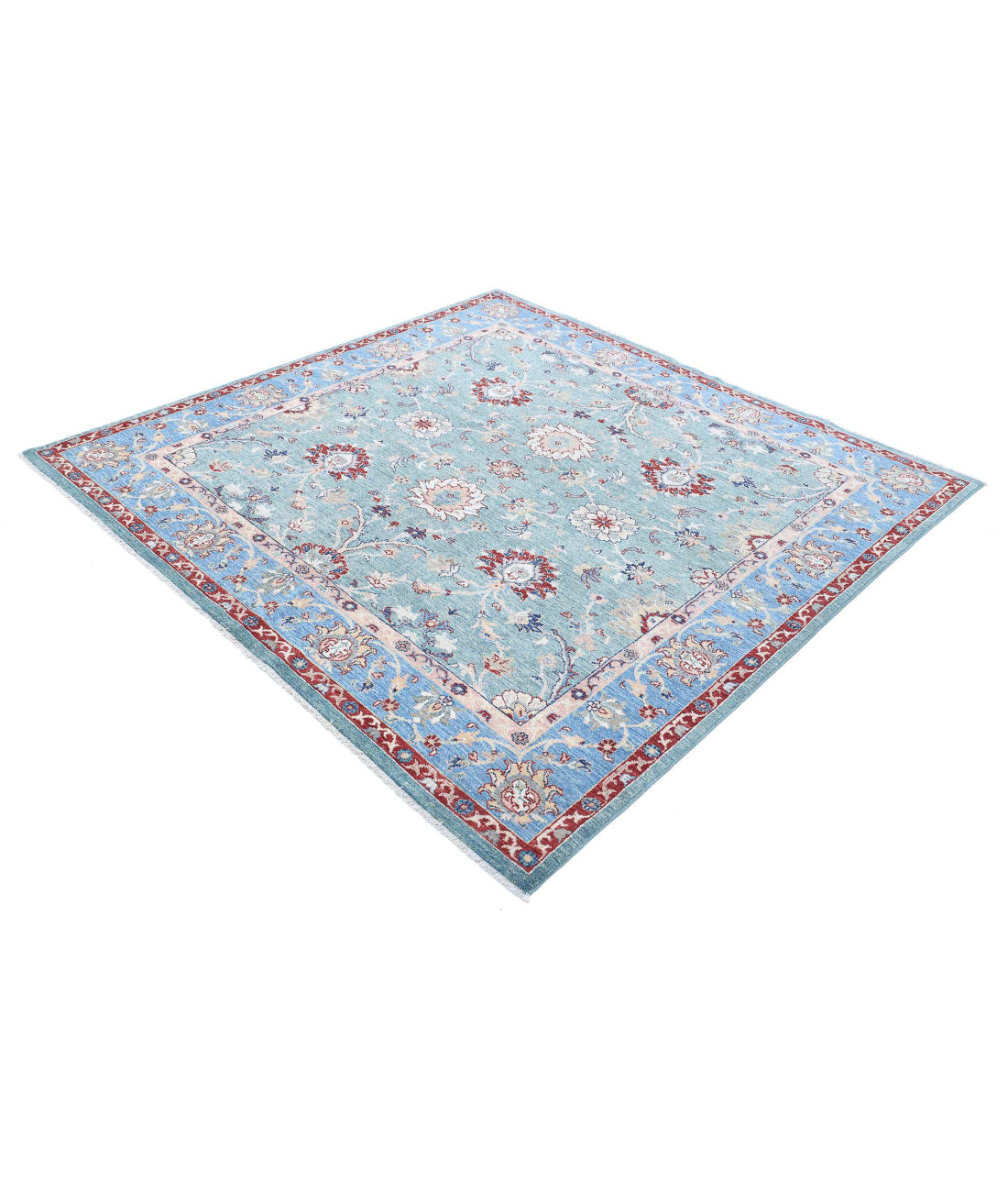 Ziegler 6'4'' X 6'3'' Hand-Knotted Wool Rug 6'4'' x 6'3'' (190 X 188) / Green / Blue