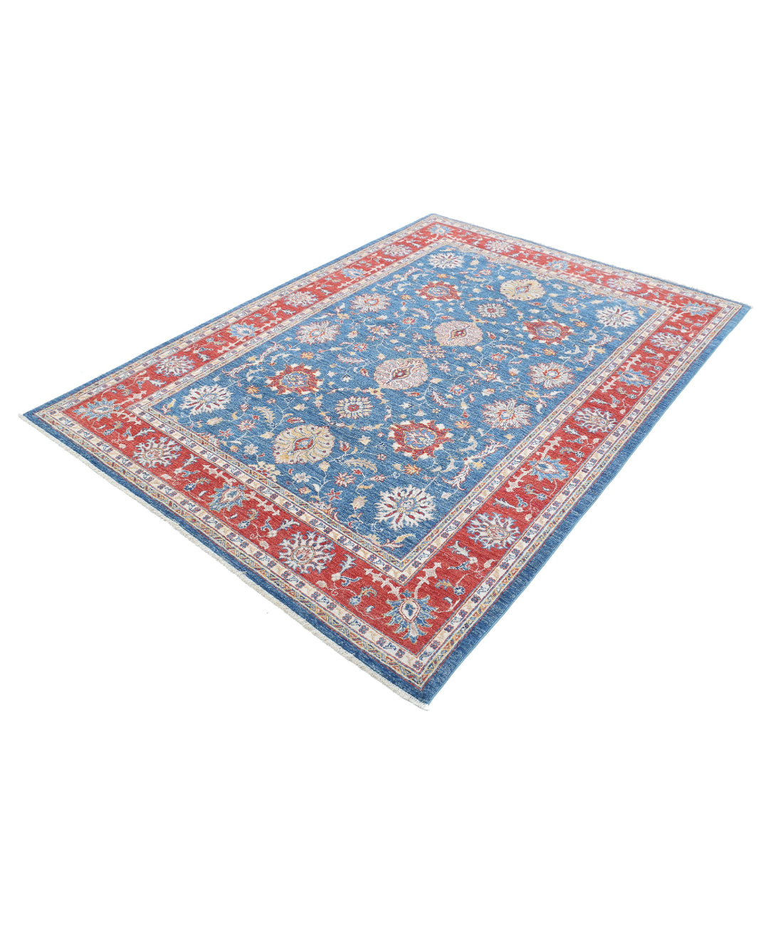 Ziegler 5'7'' X 7'8'' Hand-Knotted Wool Rug 5'7'' x 7'8'' (168 X 230) / Blue / Red