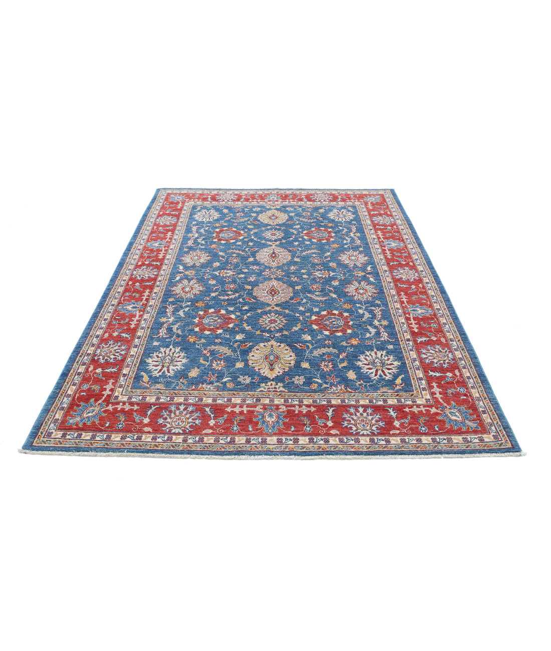 Ziegler 5'7'' X 7'8'' Hand-Knotted Wool Rug 5'7'' x 7'8'' (168 X 230) / Blue / Red