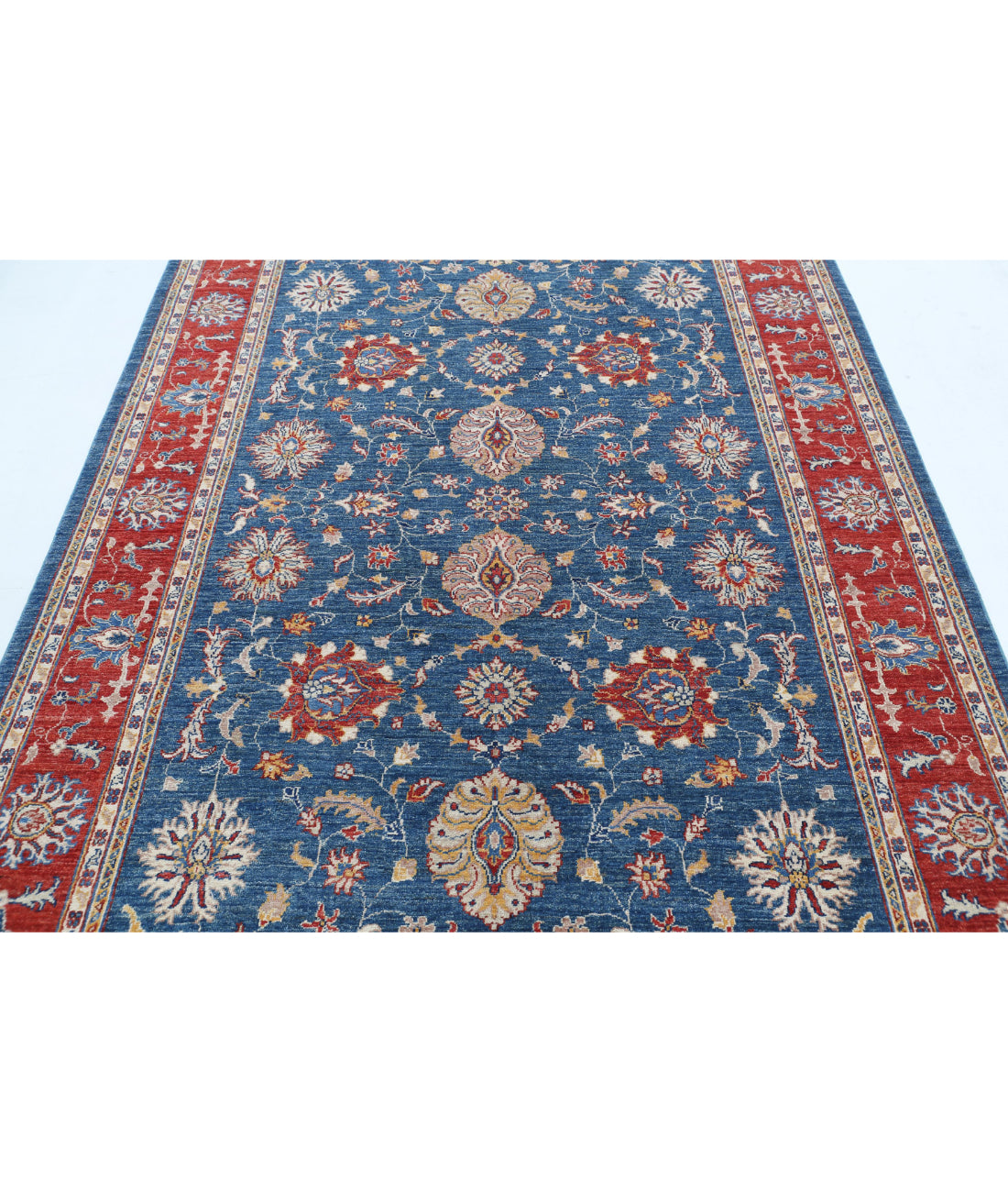 Ziegler 5'7'' X 7'8'' Hand-Knotted Wool Rug 5'7'' x 7'8'' (168 X 230) / Blue / Red