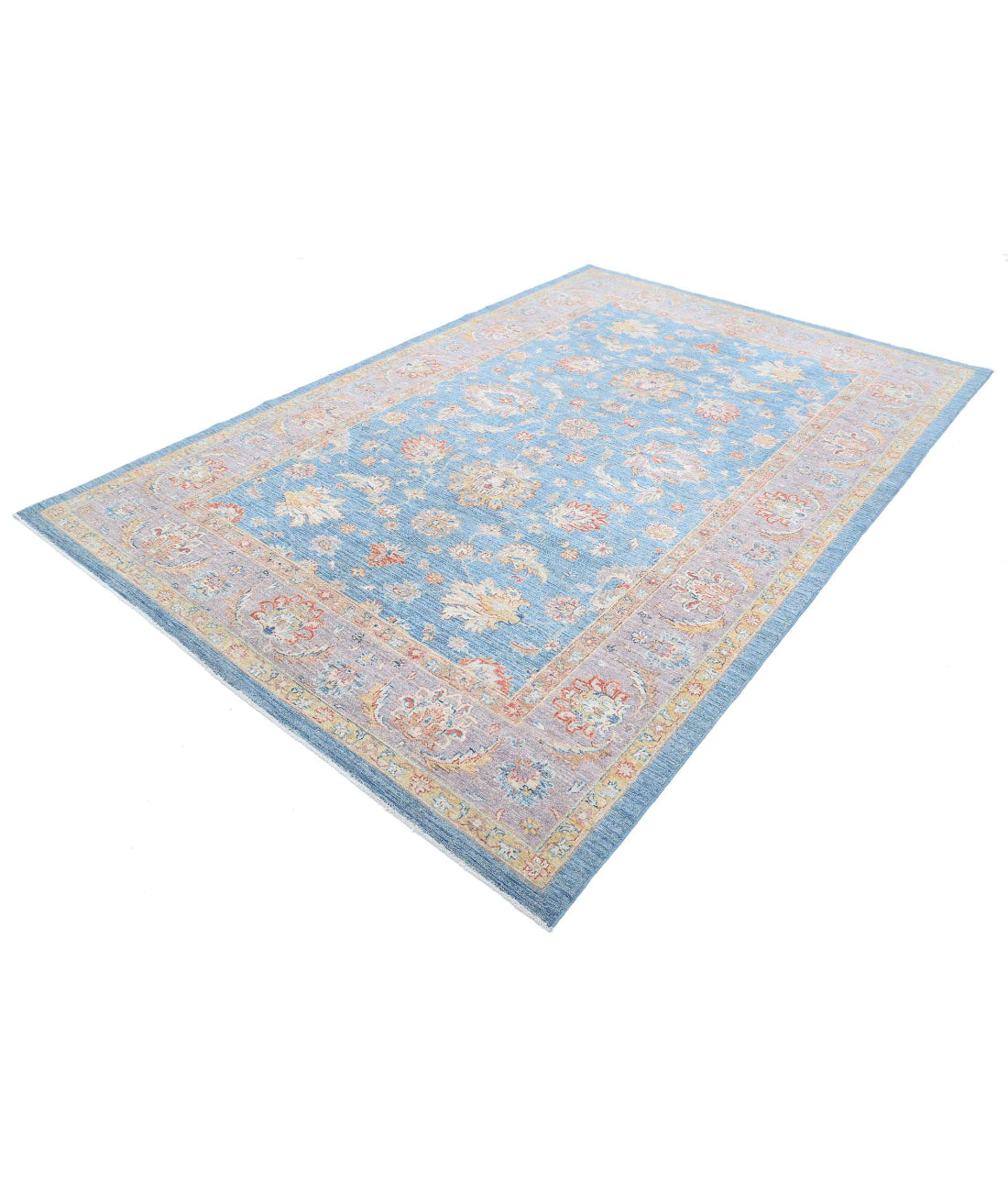 Ziegler 6'7'' X 10'1'' Hand-Knotted Wool Rug 6'7'' x 10'1'' (198 X 303) / Blue / Grey