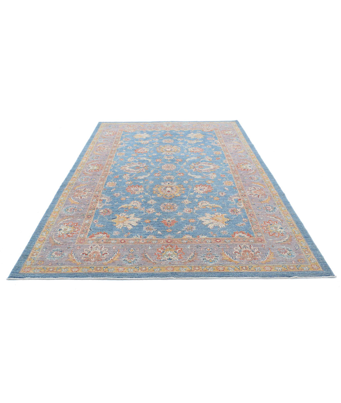 Ziegler 6'7'' X 10'1'' Hand-Knotted Wool Rug 6'7'' x 10'1'' (198 X 303) / Blue / Grey