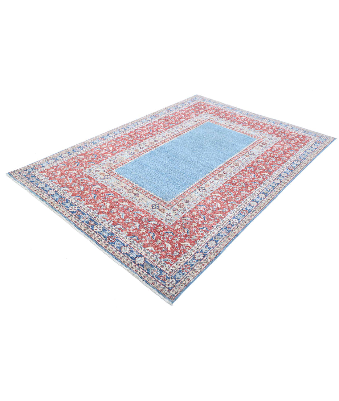 Ziegler 5'8'' X 8'3'' Hand-Knotted Wool Rug 5'8'' x 8'3'' (170 X 248) / Blue / Red