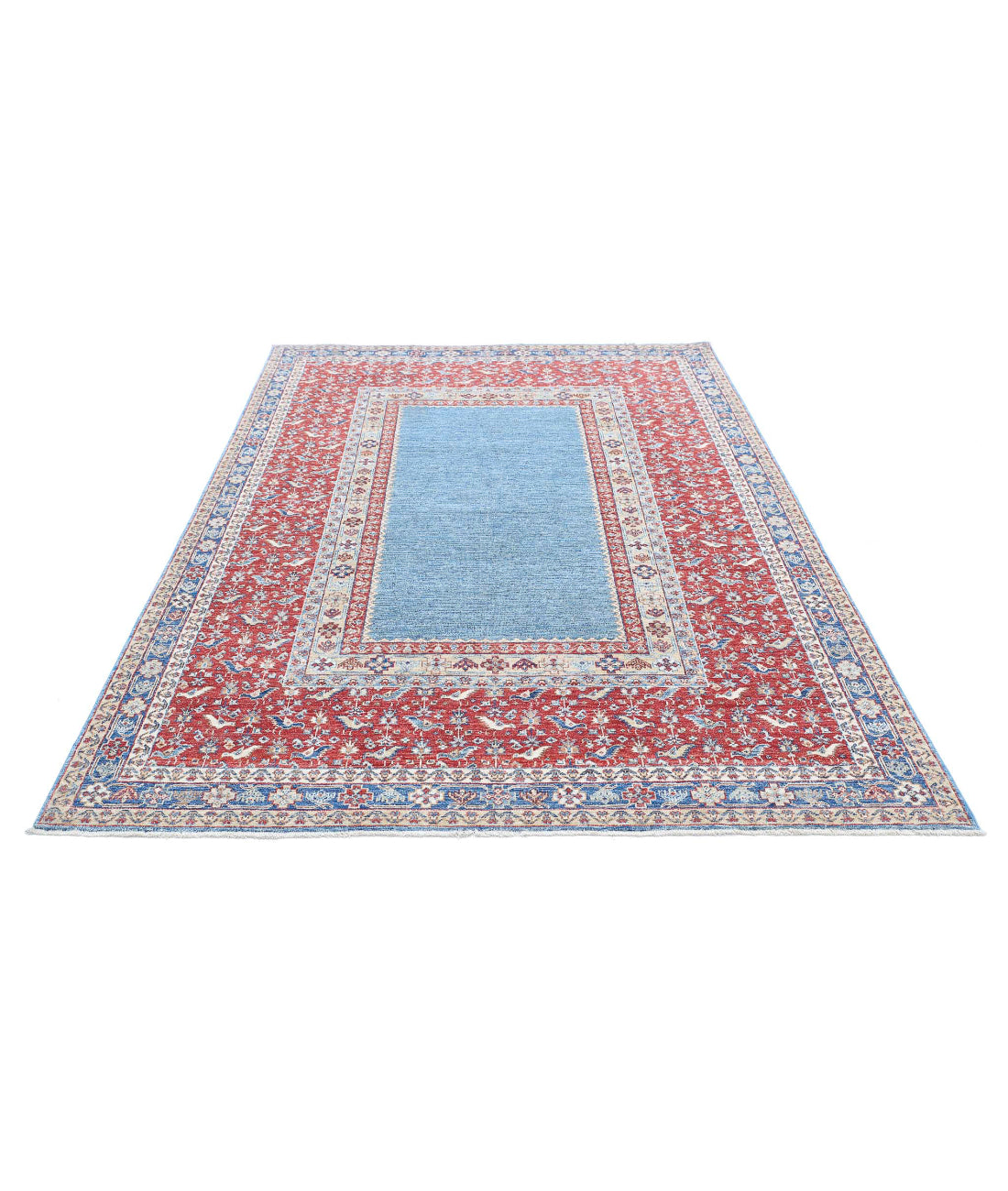 Ziegler 5'8'' X 8'3'' Hand-Knotted Wool Rug 5'8'' x 8'3'' (170 X 248) / Blue / Red