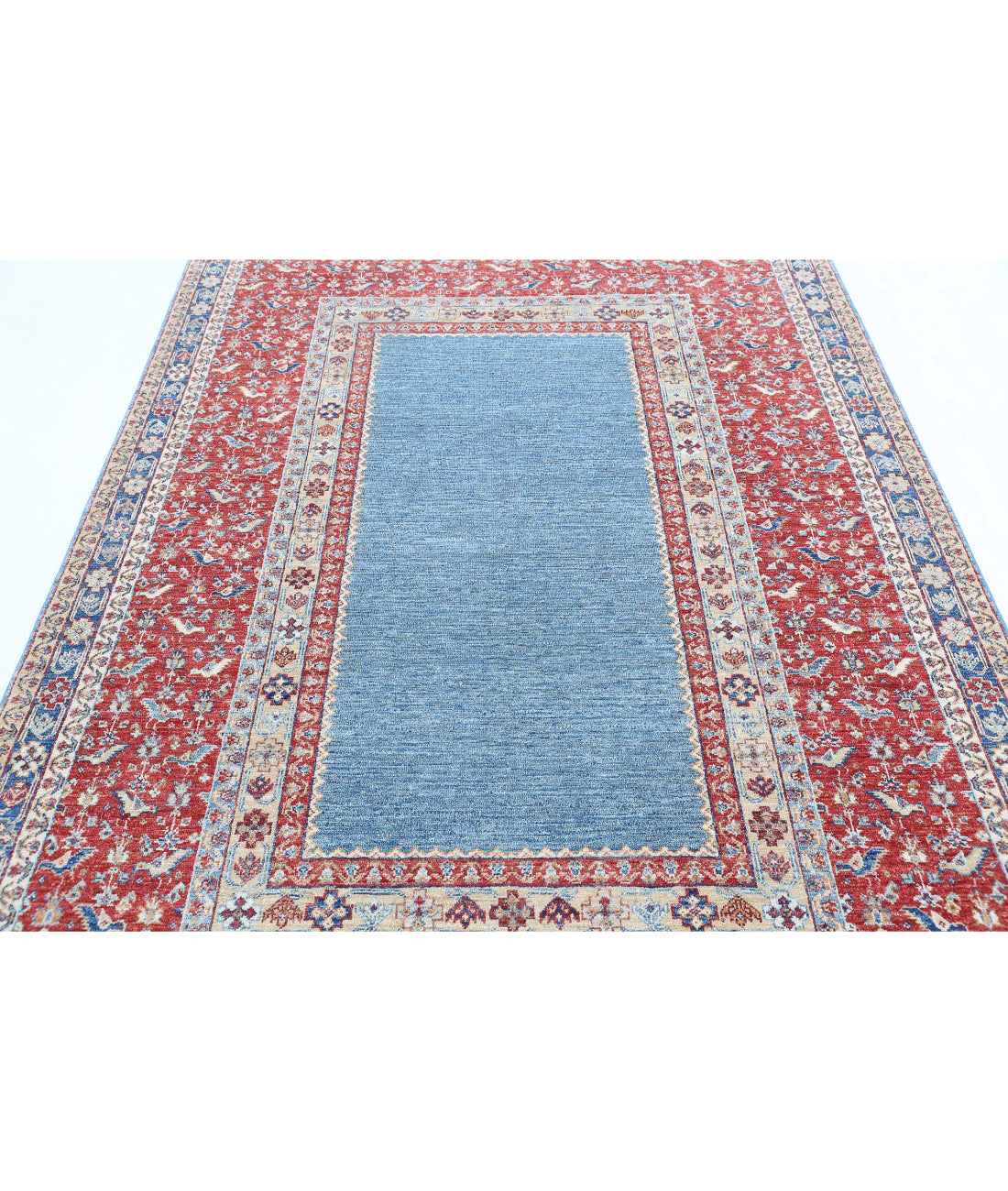 Ziegler 5'8'' X 8'3'' Hand-Knotted Wool Rug 5'8'' x 8'3'' (170 X 248) / Blue / Red