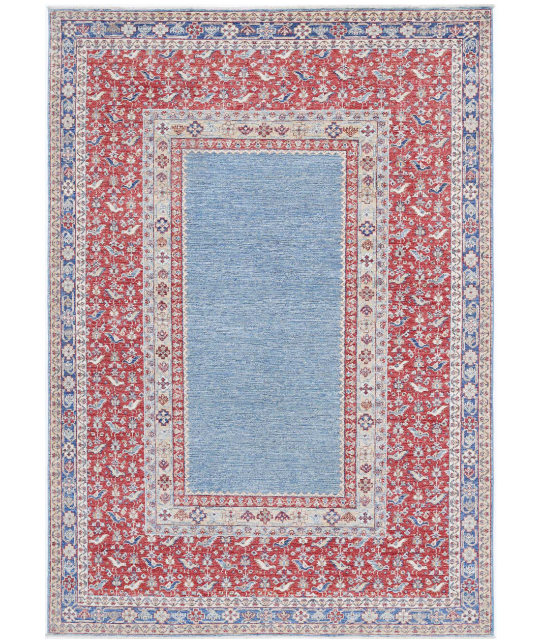 Ziegler 5'8'' X 8'3'' Hand-Knotted Wool Rug 5'8'' x 8'3'' (170 X 248) / Blue / Red